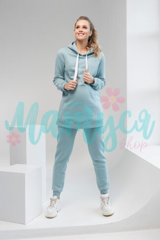 Спортивний блакитний костюм для вагітних із худі
